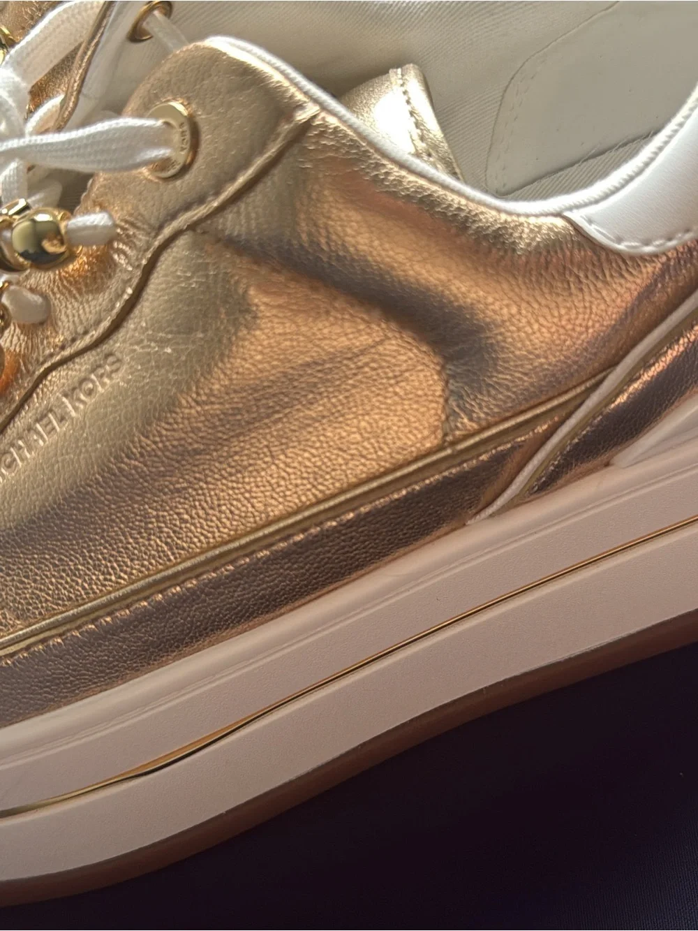 Michael Kors Metallic Gold Platform Leather Sneakers